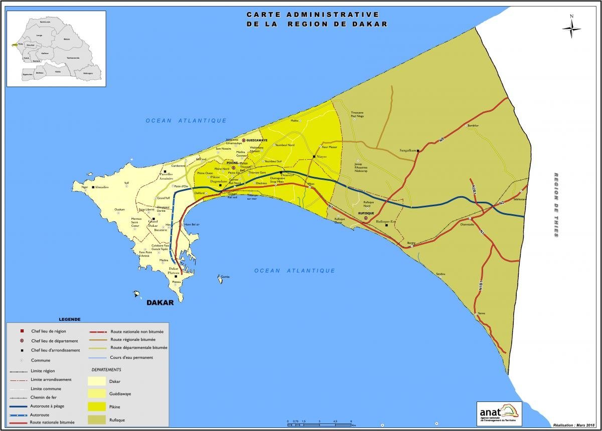 Carte administrative de la région de Dakar